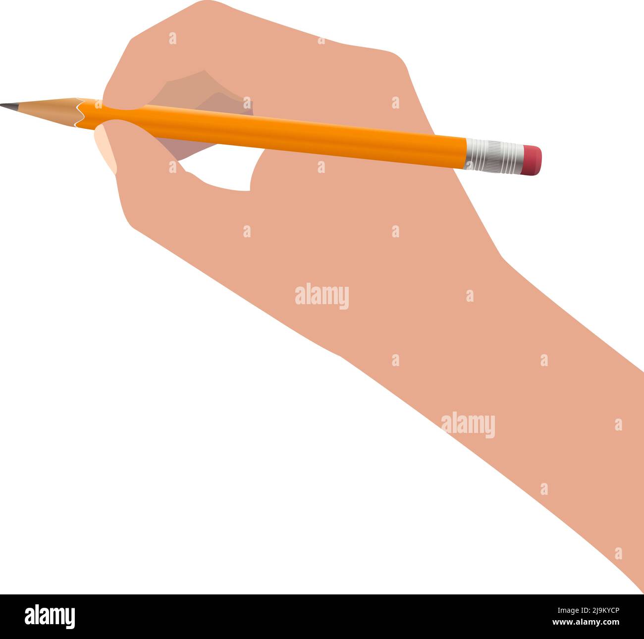 Hand hält scharfen Bleistift isoliert auf weißem Hintergrund, Vektor-Illustration Stock Vektor