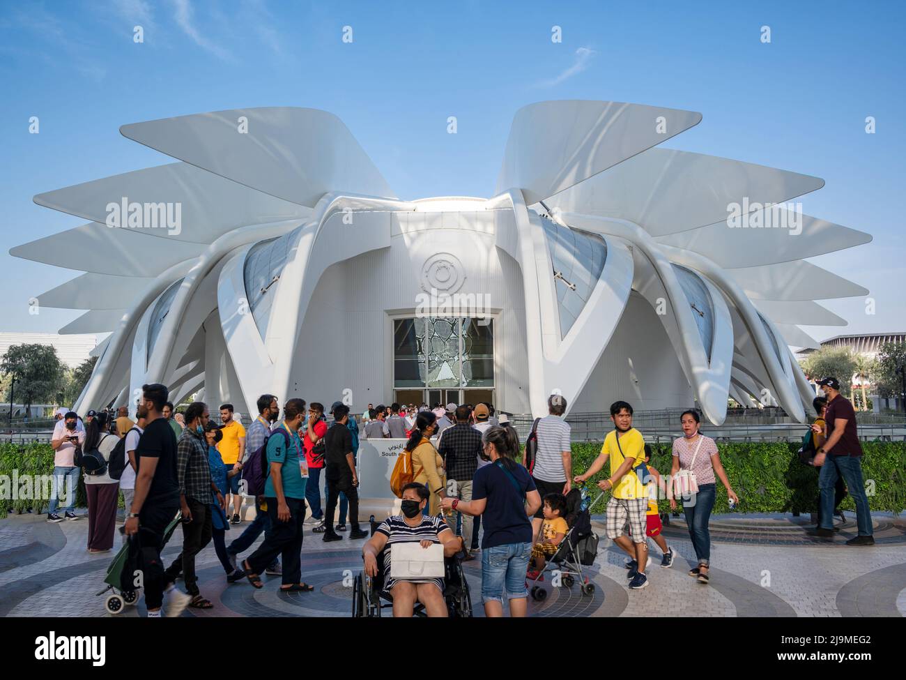 Vormittagsblick auf den Pavillon der Vereinigten Arabischen Emirate auf der Expo 2020, Dubai, Vereinigte Arabische Emirate. Stockfoto