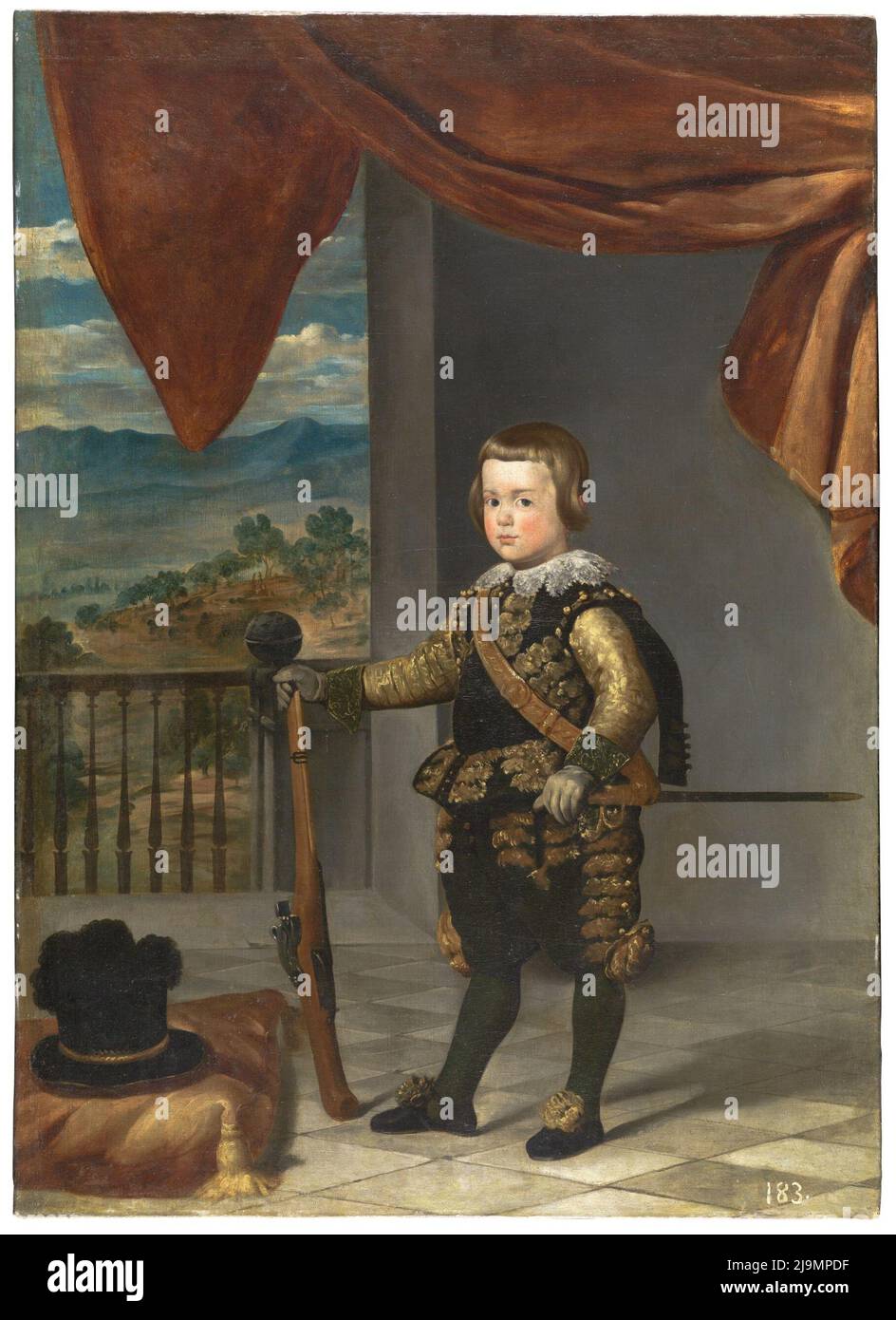 Titel: Prinz Baltasar Carlos Schöpfer: Diego Rodríguez de Silva y Velázquez Datum: c. 1636 Maße: 158 x 113 cm Medium: Öl auf Leinwand Ort: Museo Nacional del Prado Stockfoto