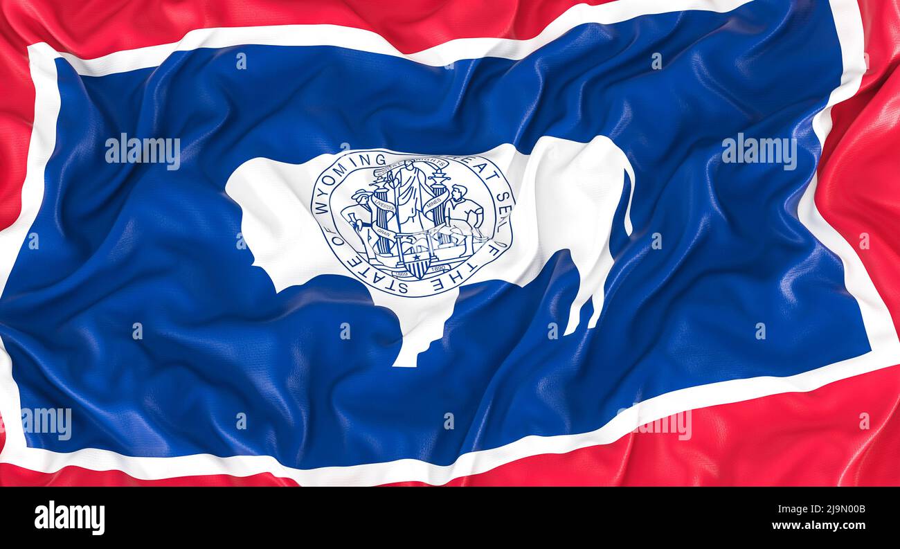Flagge des US-Bundesstaates wyoming. 3D Rendern Stockfoto