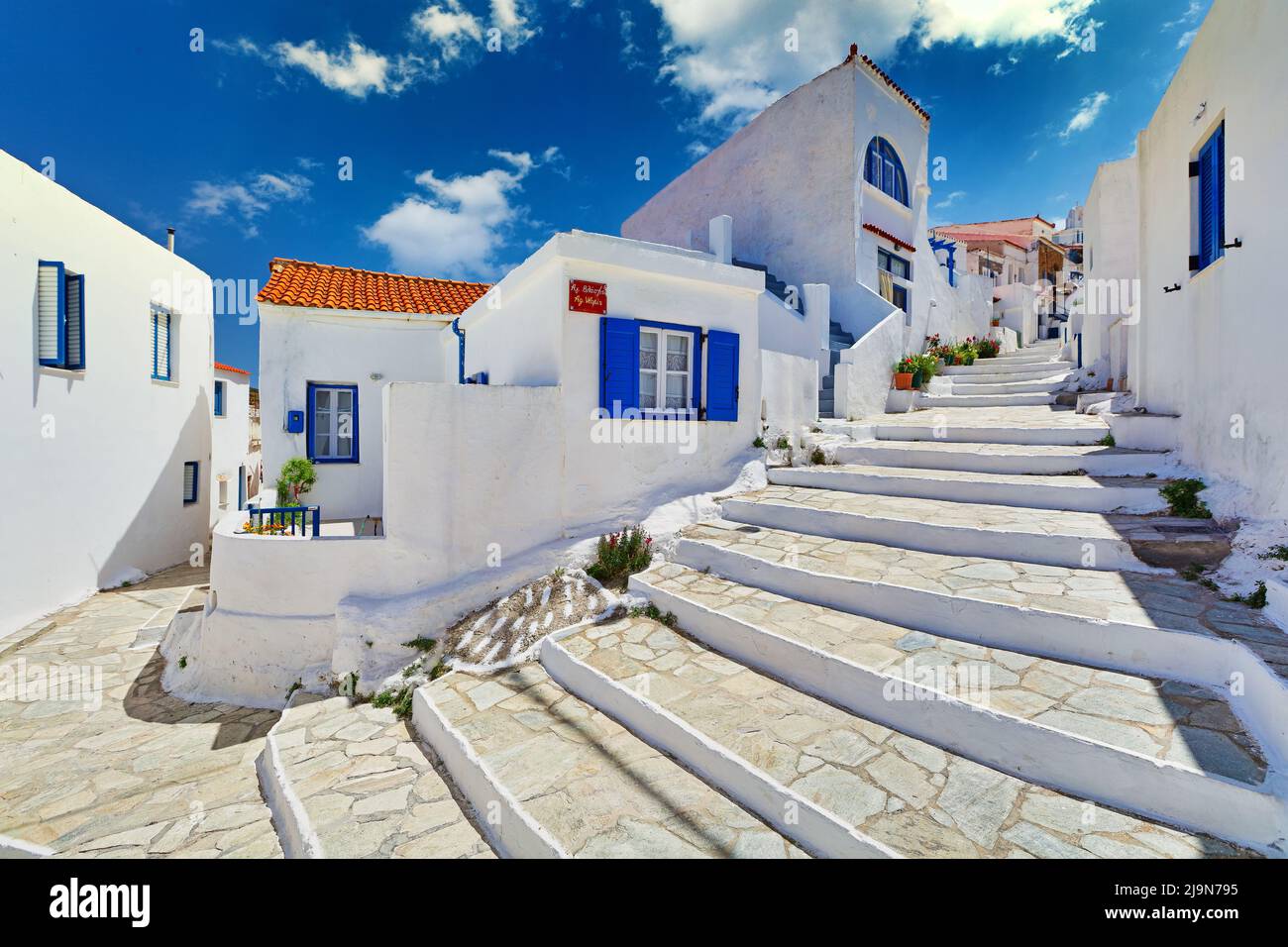 Das traditionelle Dorf Dryopida der Kythnos Insel in den Kykladen, Griechenland Stockfoto