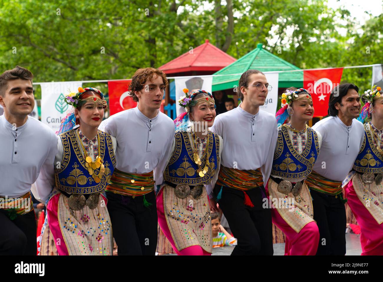 Cankaya, Ankara, Türkei - 19 2022. Mai: Der Jugend- und Sporttag Atatürk ist ein jährlicher türkischer Nationalfeiertag, der am 19. Mai begangen wird. Folk Stockfoto