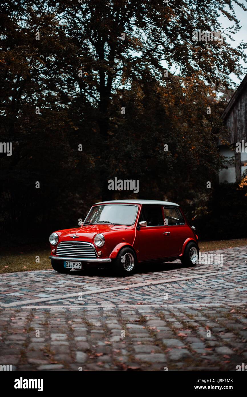 Red Classic Mini Cooper Stockfoto