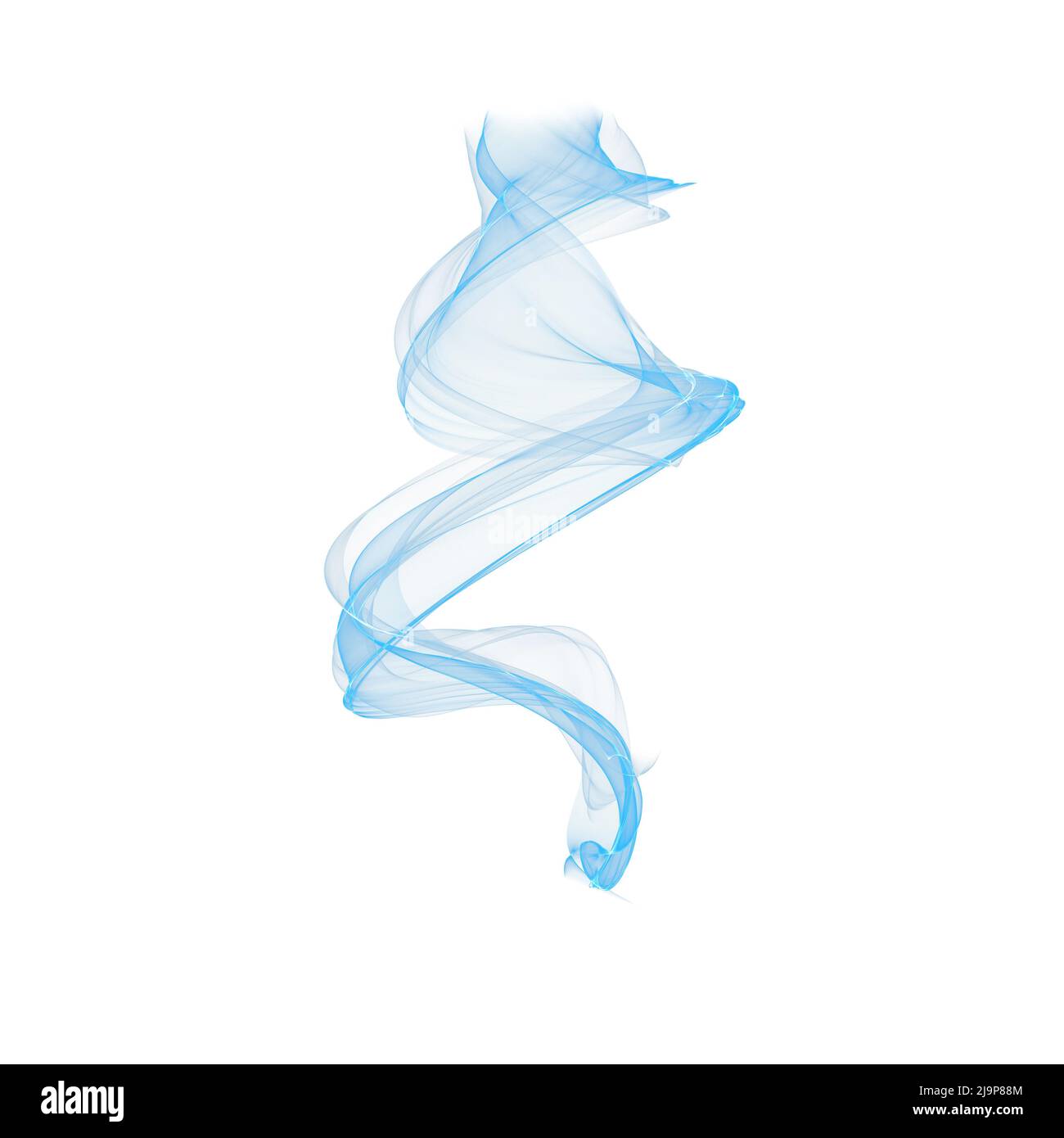 Abstrakte transparente Figur. Fliegende Flamme, Rauch, heller Nebel. Blaue Farbe Stockfoto