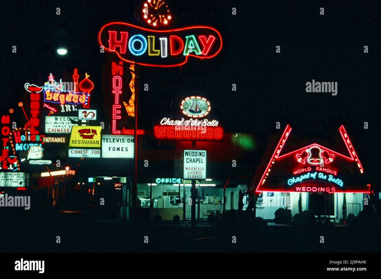 Holiday Motel und Hochzeitskapelle in Las Vegas im Jahr 1979 Stockfoto