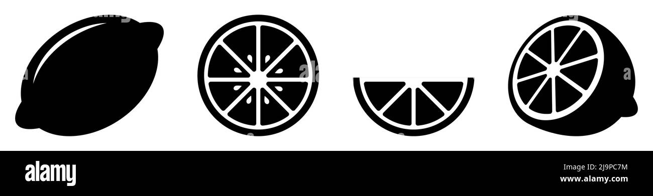 Zitronensymbol-Set. Vektordarstellung auf weißem Hintergrund isoliert Stock Vektor