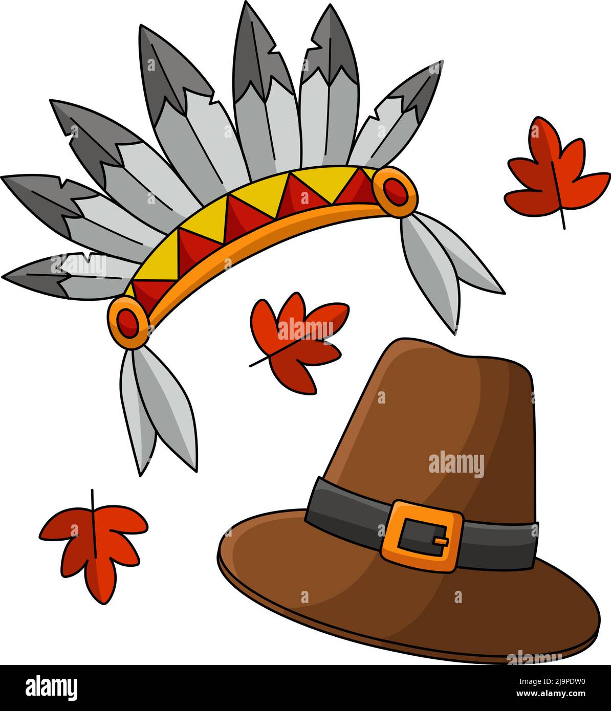 Thanksgiving Pilgrim Hat Indischer Kopfschmuck Clipart Stock Vektor