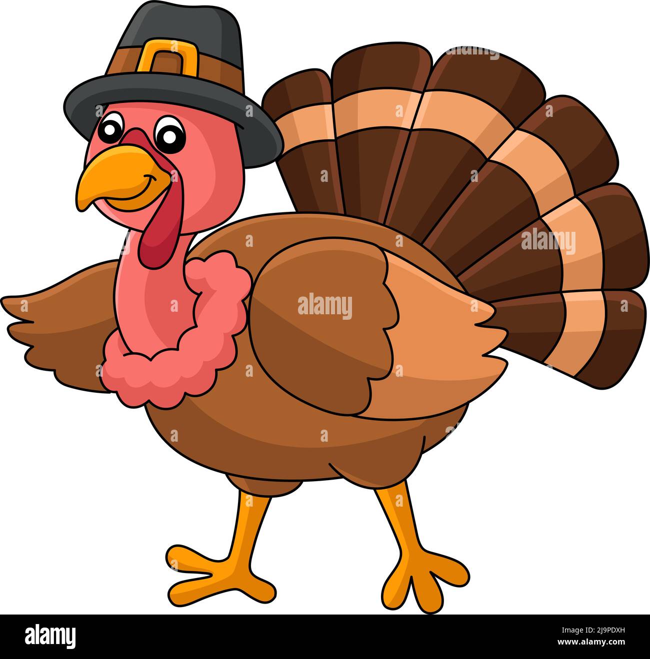 Thanksgiving Türkei Pilgrim Hat Cartoon Clipart Stock Vektor