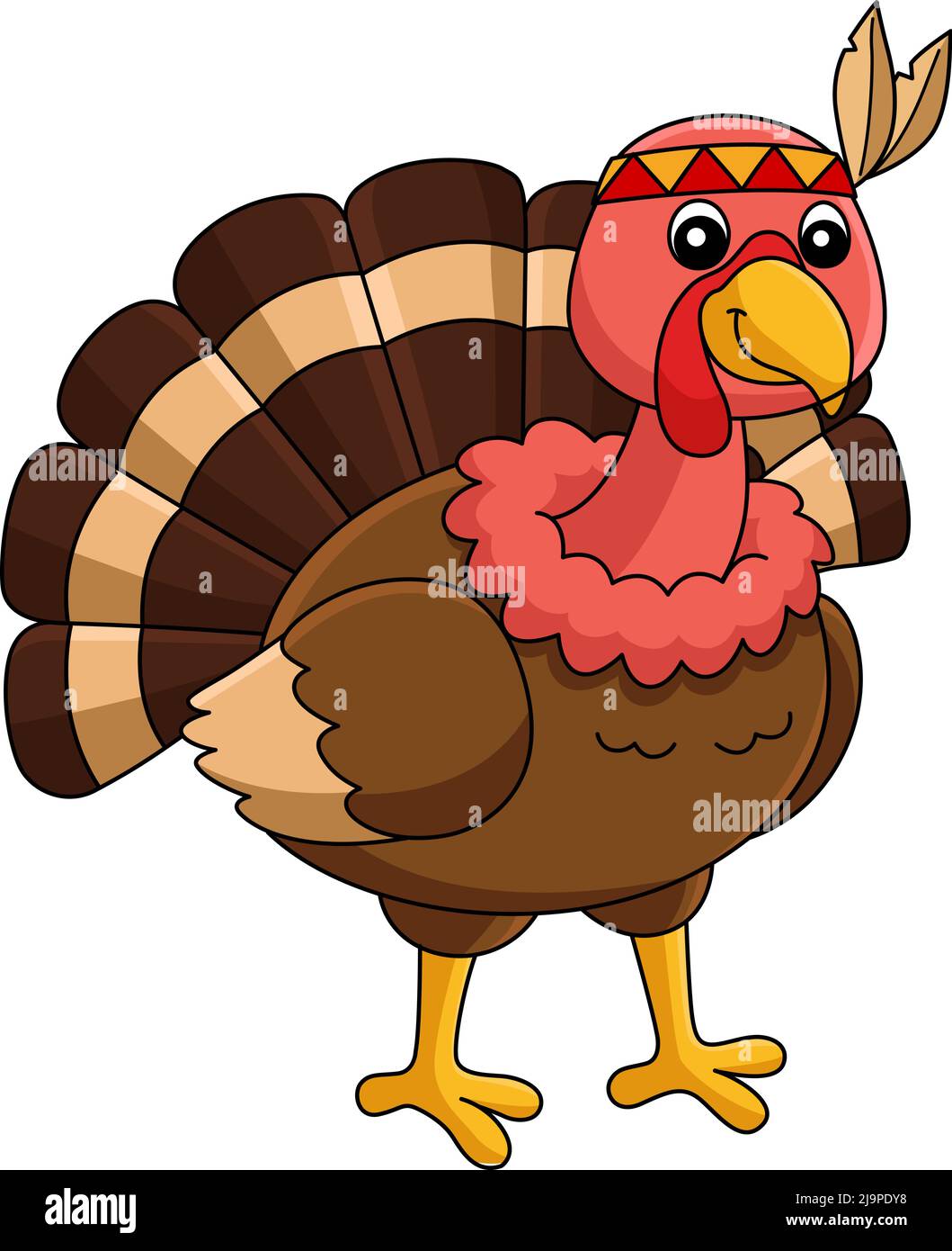 Thanksgiving Türkei Mit Kopfschmuck Cartoon Clipart Stock Vektor