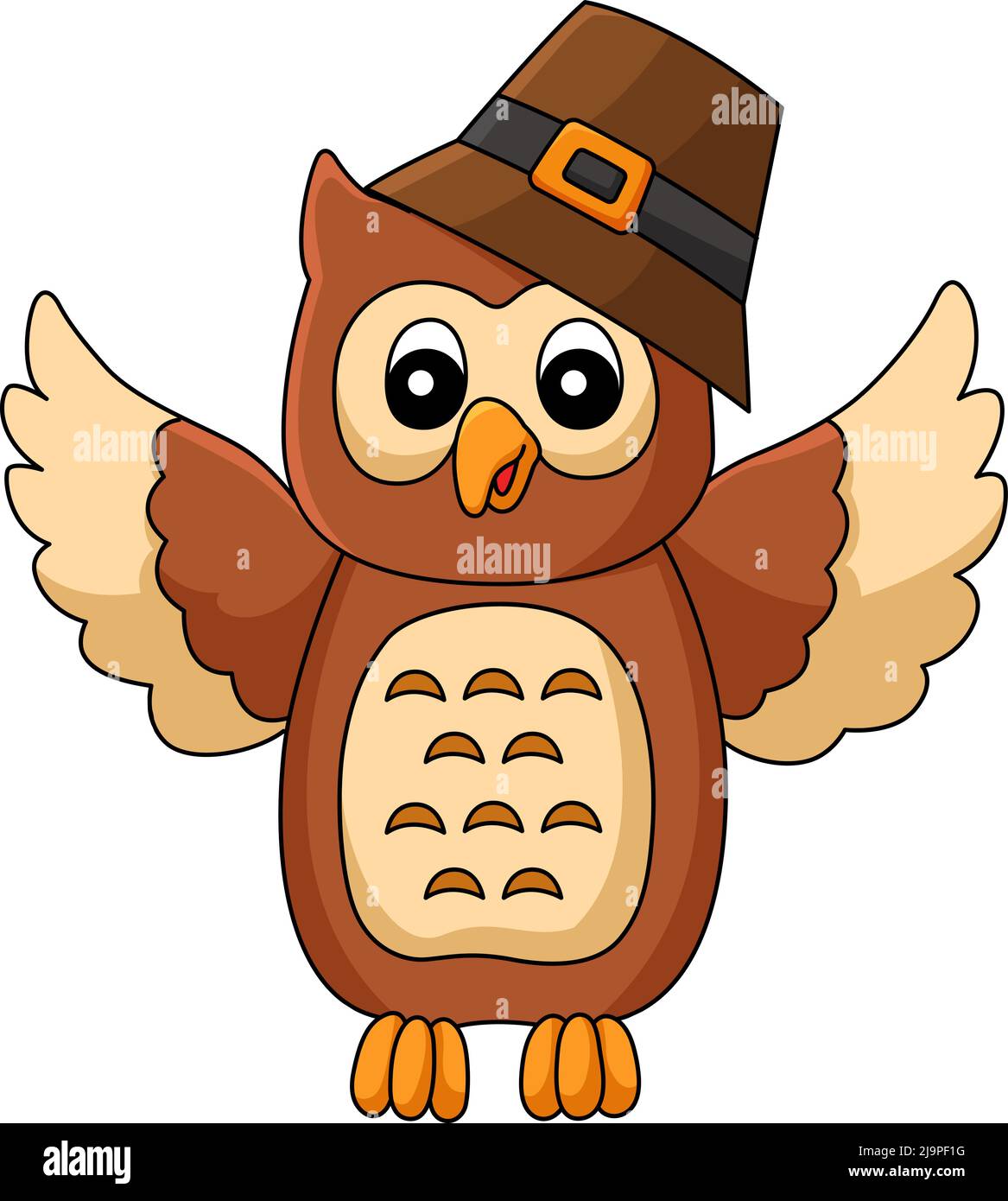 Thanksgiving Owl Mit Pilgrim Hat Cartoon Clipart Stock Vektor