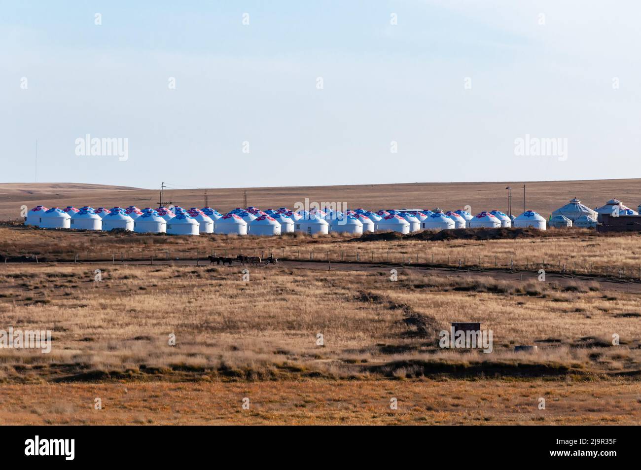 Mongolische Jurte in Xilamuren Grassland in der Präfektur Baotou Hohhot, Innere Mongolei Stockfoto