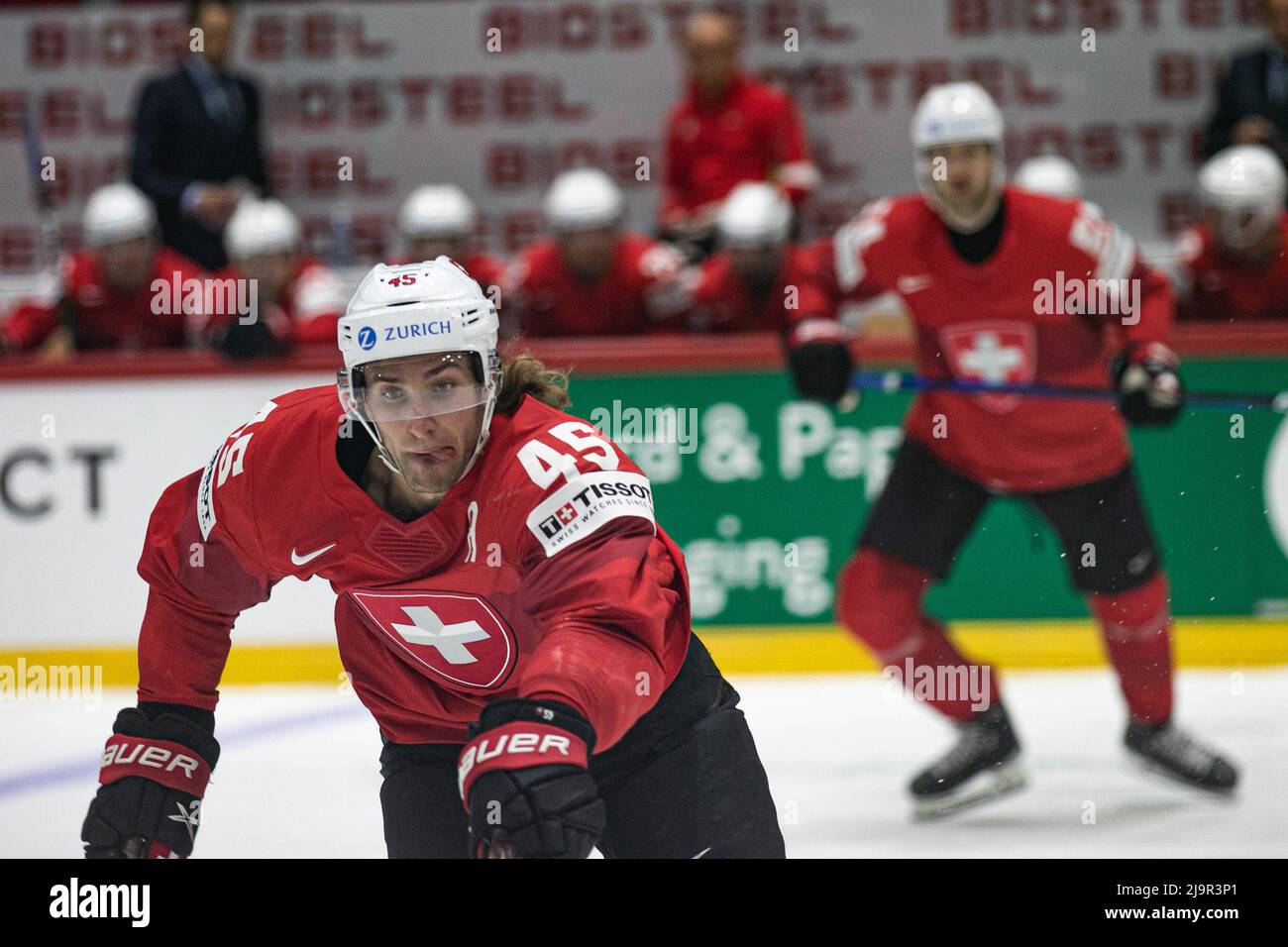 Ice Hall, Helsinki, Finnland, 24. Mai 2022, FORA Michael (Schweiz) während der IIHF Eishockey Weltmeisterschaft - Deutschland vs Schweiz - Eishockey Stockfoto