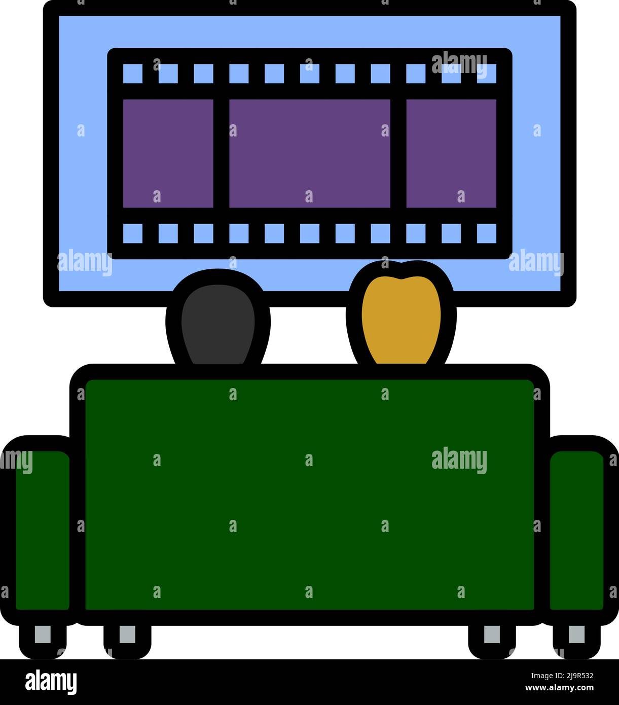 Cinema Sofa Icon. Editierbare Fettformatier Umriss Mit Farbfülldesign. Vektorgrafik. Stock Vektor