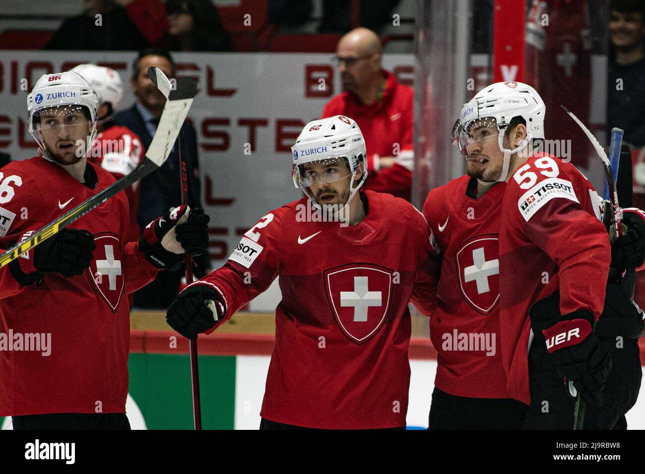 24. Mai 2022, Helsinki, Finnland: Helsinki, Finnland, Eishalle, 24. Mai 2022, TOR..(Schweiz) während der IIHF Eishockey Weltmeisterschaft - Deutschland vs Schweiz - Eishockey. (Bild: © Andrea Re/LPS via ZUMA Press Wire) Stockfoto