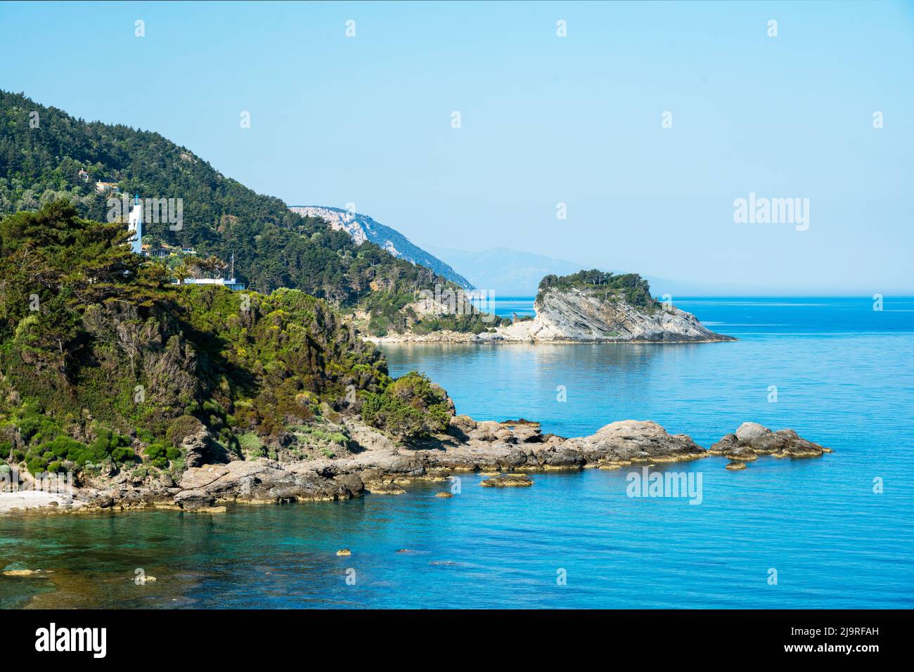 Griechenland, Insel Samos, Karlovasi (Karlovassi), Potami-Strand westlich von Karlovasi Stockfoto