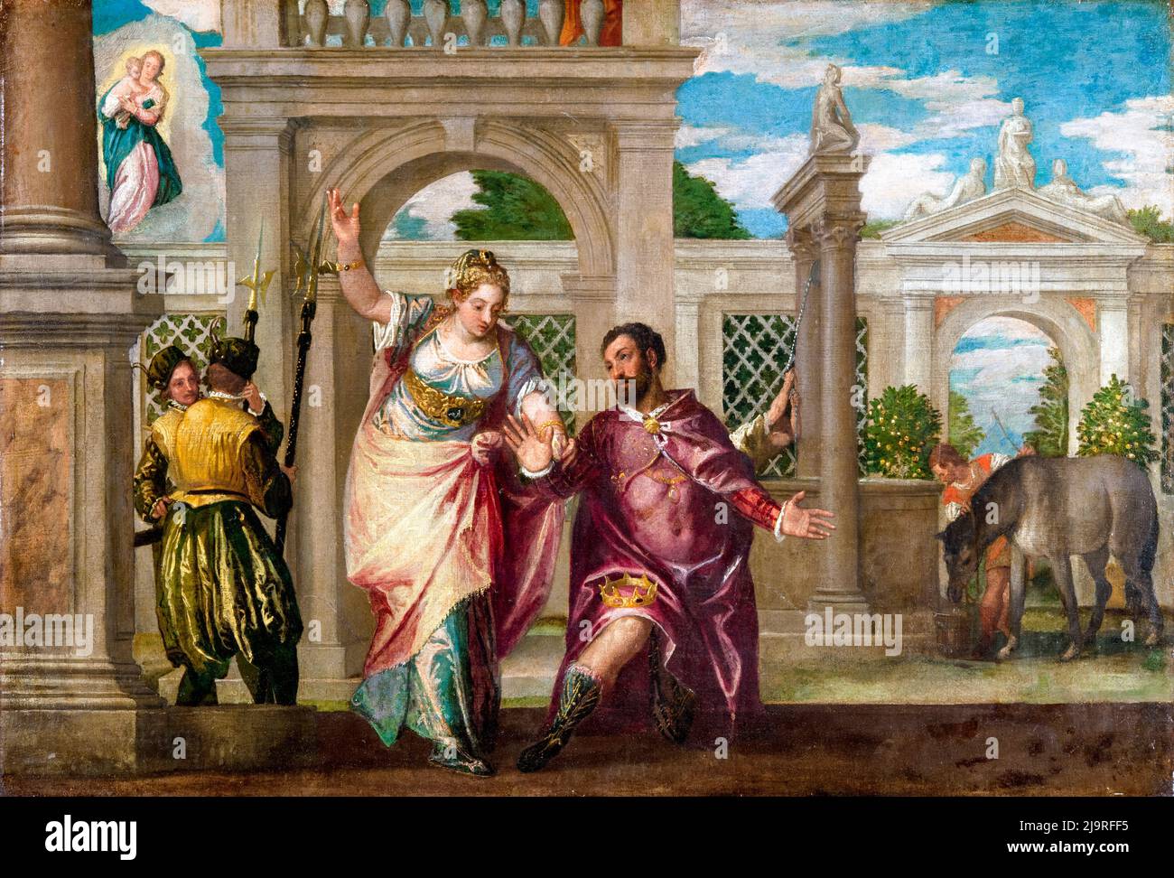Kaiser Augustus und die Sibyl, Gemälde von Paolo Veronese, vor 1588 Stockfoto
