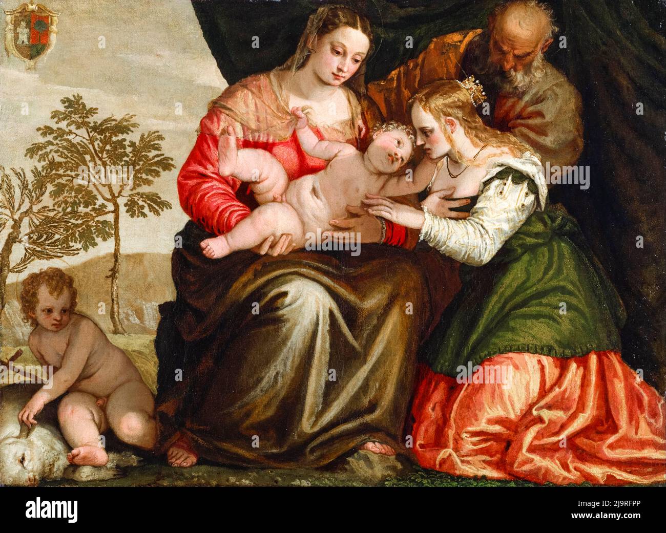 Die mystische Ehe der hl. Katharina, Ölgemälde auf Leinwand von Paolo Veronese, um 1547 Stockfoto