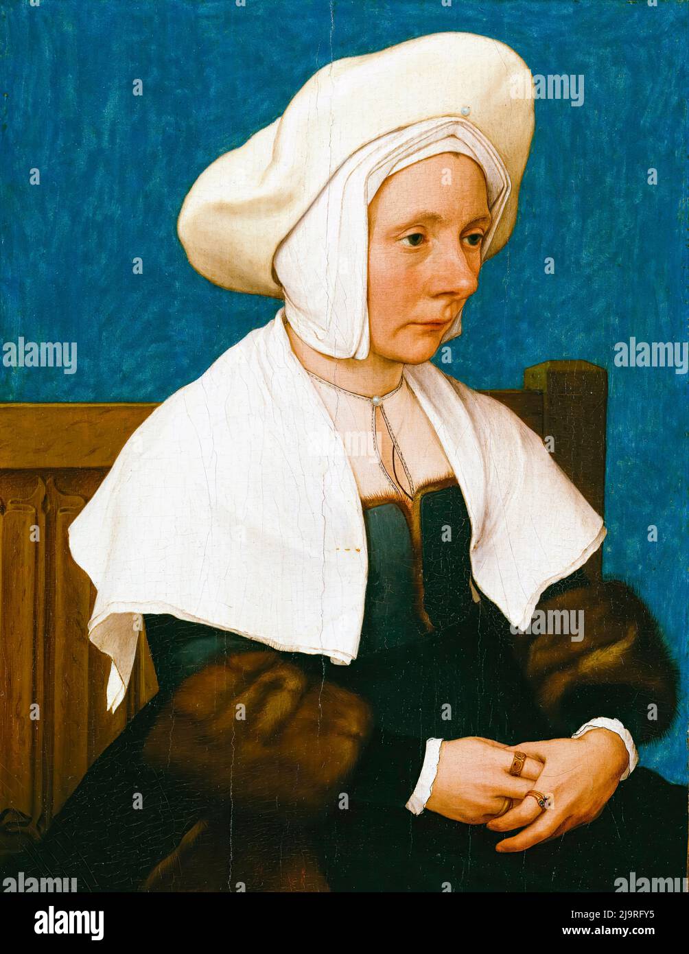 Hans Holbein der Jüngere, Frauenporträt, Gemälde in Tempera und Öl auf Eichenholzplatte, 1532-1534 Stockfoto