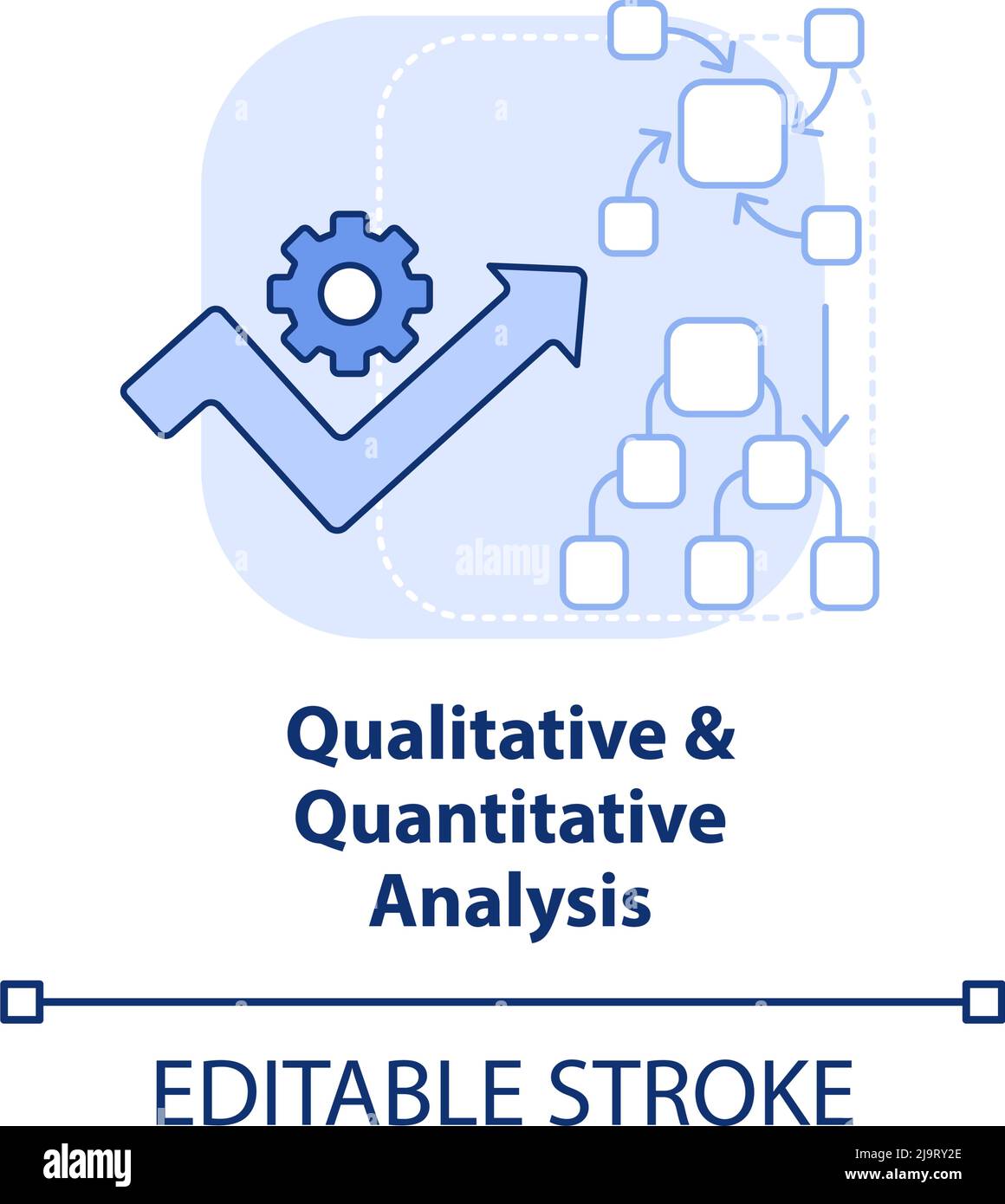 Symbol für das hellblaue Konzept der qualitativen und quantitativen Analyse Stock Vektor