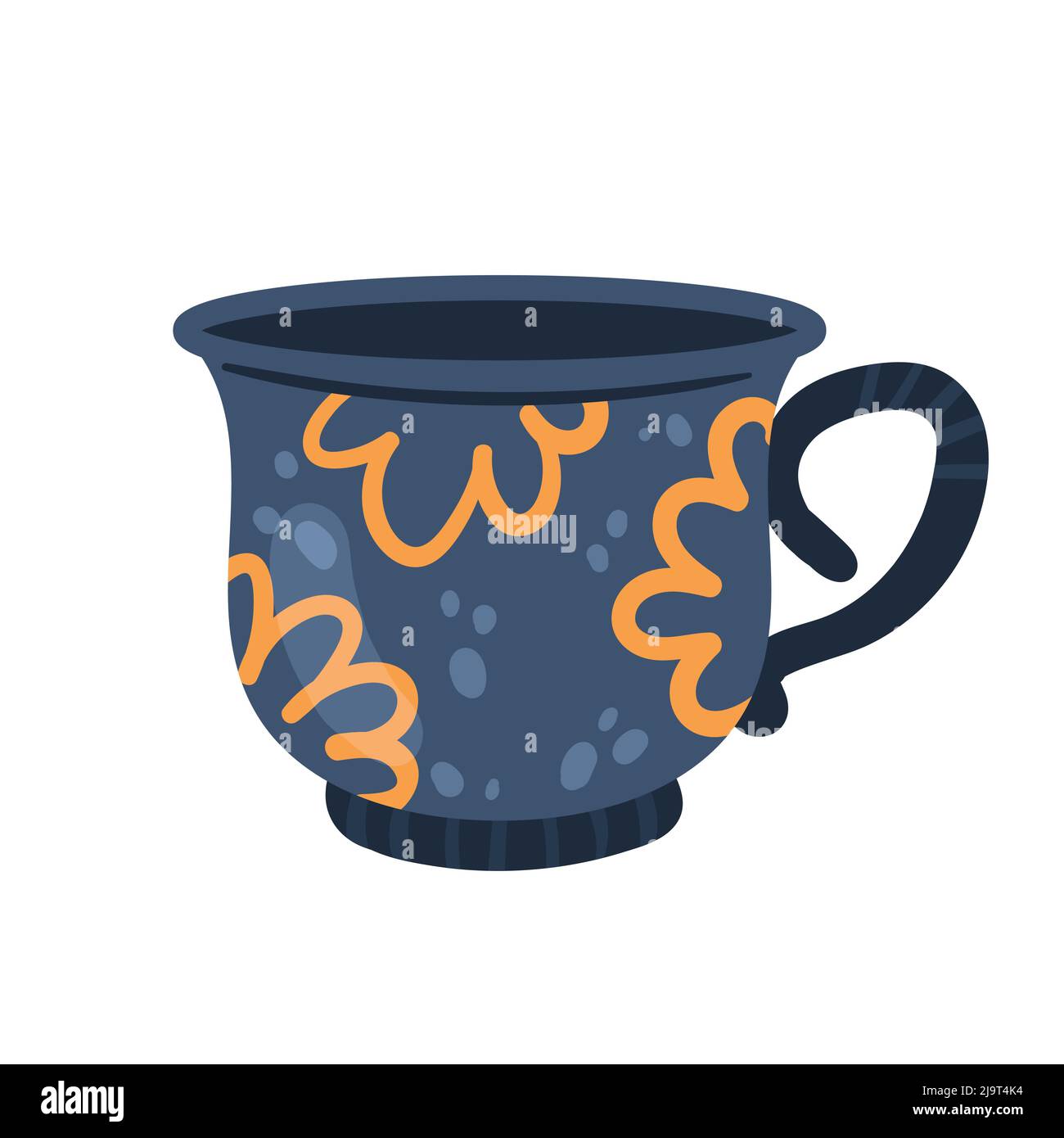 Tee Kaffee Vintage Tasse. Frühstückskassenbecher, Vektor-Illustration im Blumenmuster Stock Vektor