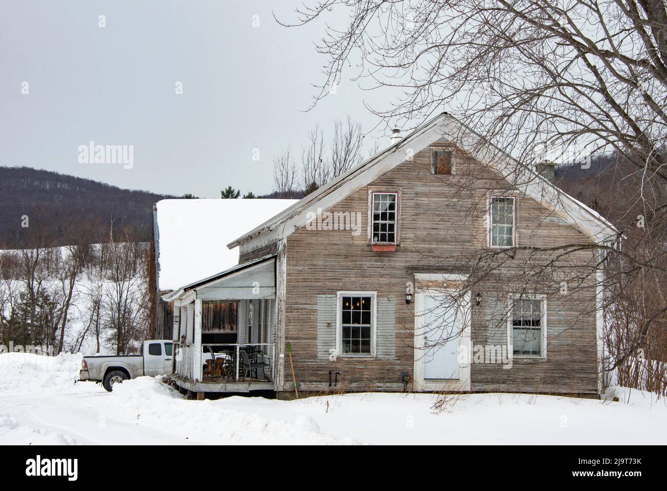 USA, Vermont, Cambridge, Valley Dream Farm House an der Ecke der Irish Settlement Road und Lower Pleasant Valley Road Stockfoto