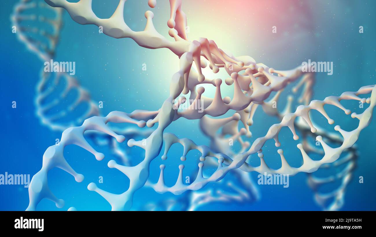 Dna-Gentechnik. Genetik, Wissenschaft, Genom, Medizin, Biologie Konzepte. Science Biotechnology 3D Illustration Stockfoto