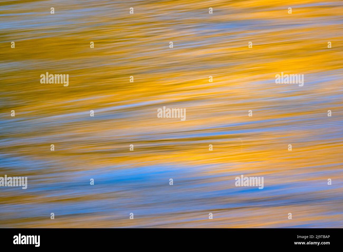 Sonnenuntergangsfarben und Bäume spiegeln sich auf dem Snake River, dem Grand Teton National Park, Wyoming Stockfoto
