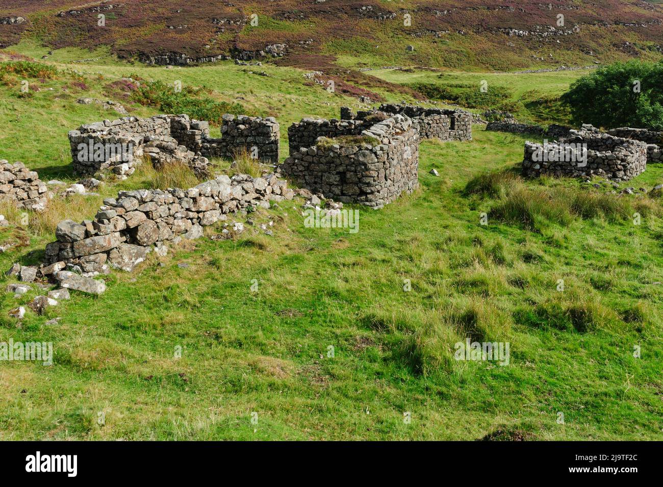 Das verlassene Dorf in Crackaig bei Treshnish auf der Isle of Mull, Schottland Stockfoto