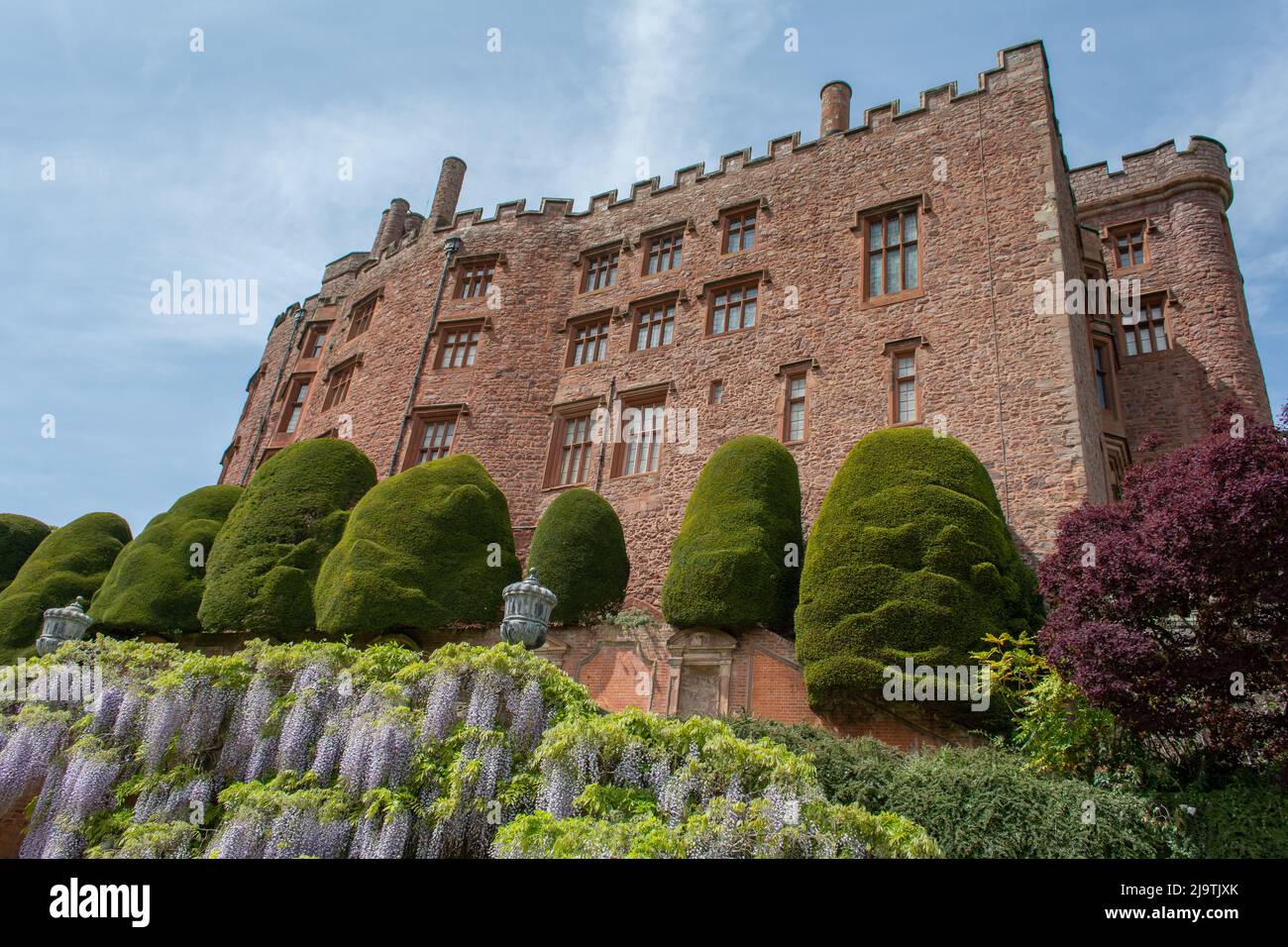 Dies ist das berühmte Powis Castle, das vom nationalen Trust betrieben wird.das Schloss in der Nähe von Welshpool Powys Mid Wales. Stockfoto