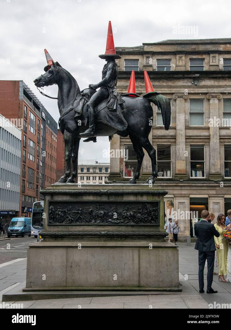 Glasgow, Schottland. VEREINIGTES KÖNIGREICH. 7.. Mai 2022: Ein Stopp des Krieges in der Ukraine Protest auf dem George Square. Stockfoto