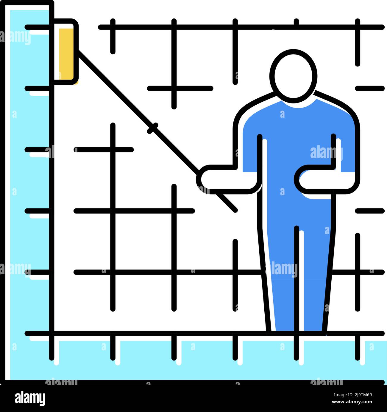 Reinigung der Wände des Pools – Abbildung mit Farbsymbole Stock Vektor