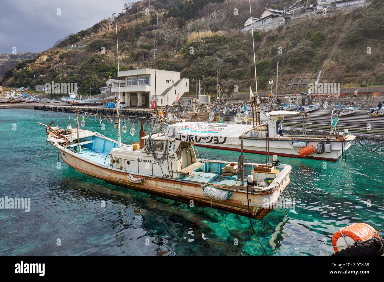 Fischerboote, Chigocho, Präfektur Shimane, Japan Stockfoto