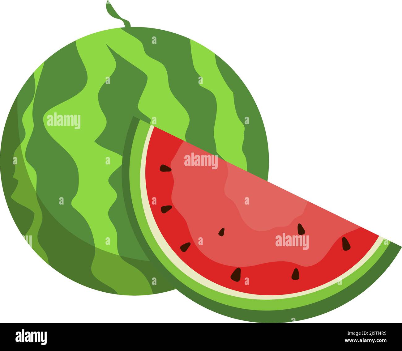 Saftige rote Wassermelone isoliert auf weißem Hintergrund, flaches Design Vektor-Illustration Stock Vektor