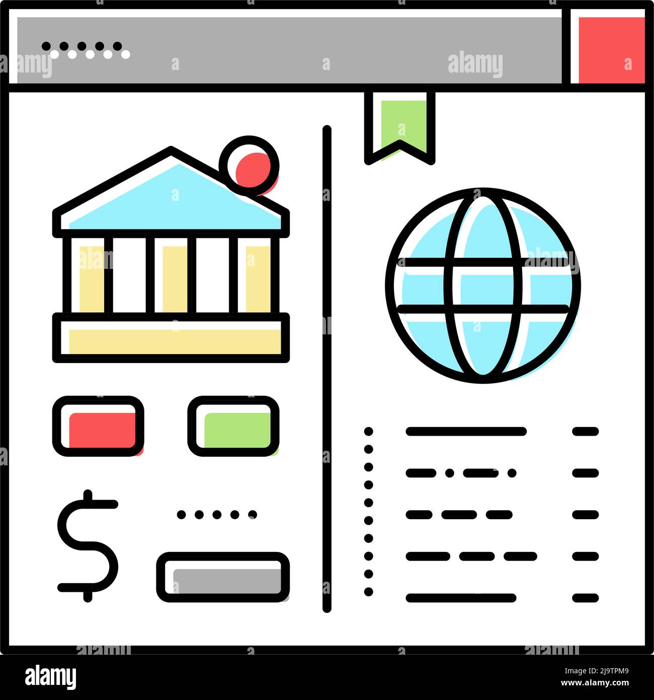Öffnen korrespondierende Konten Farbe Symbol Vektor Illustration Stock Vektor