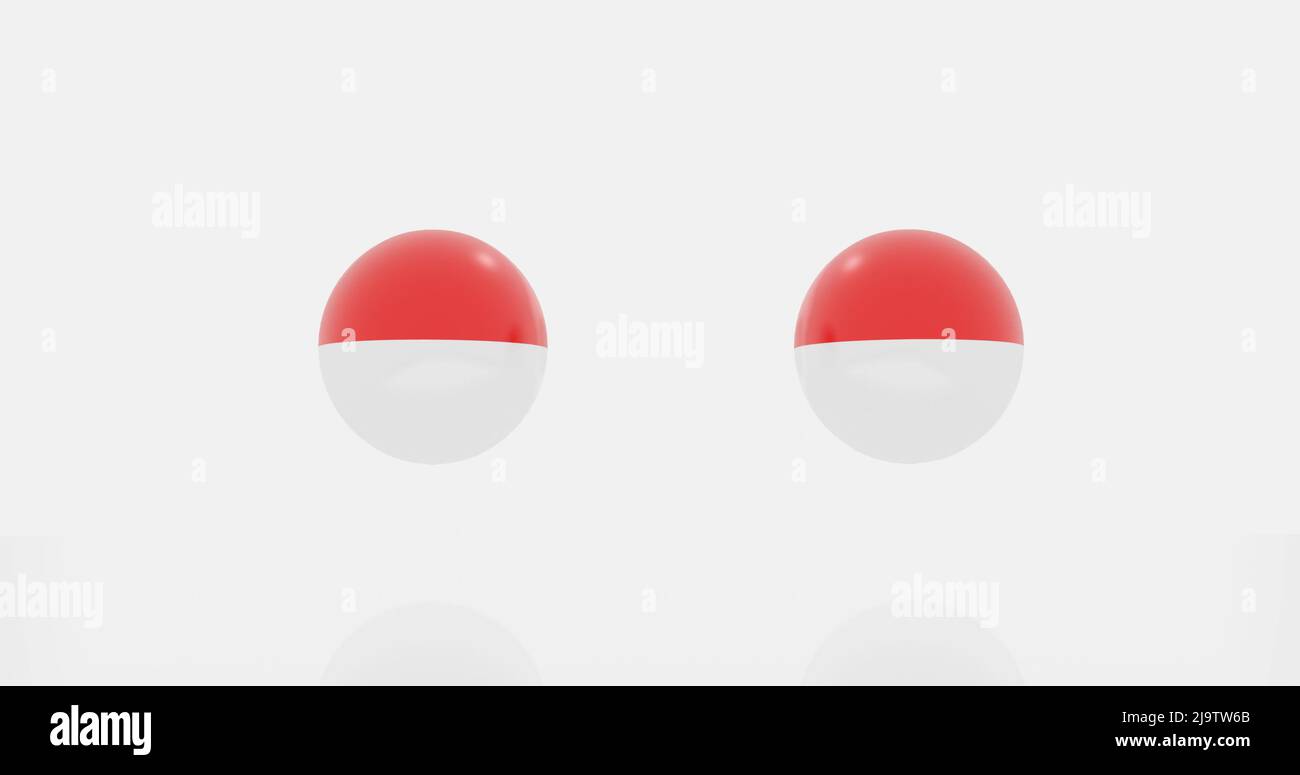 3D Darstellung des Globus in Indonesien Länder Flagge für Symbol oder Symbol. Stockfoto