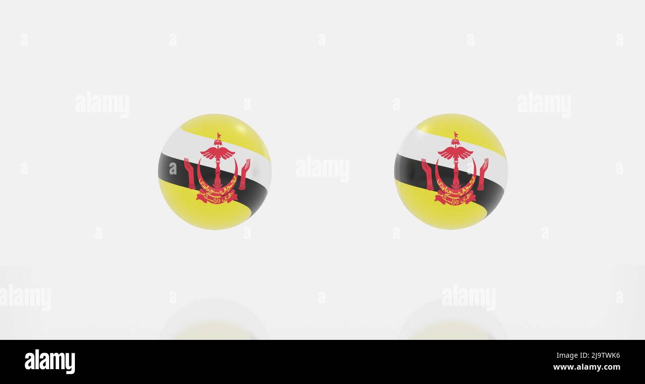 3D Darstellung des Globus in brunei-Flagge für Ikone oder Symbol. Stockfoto