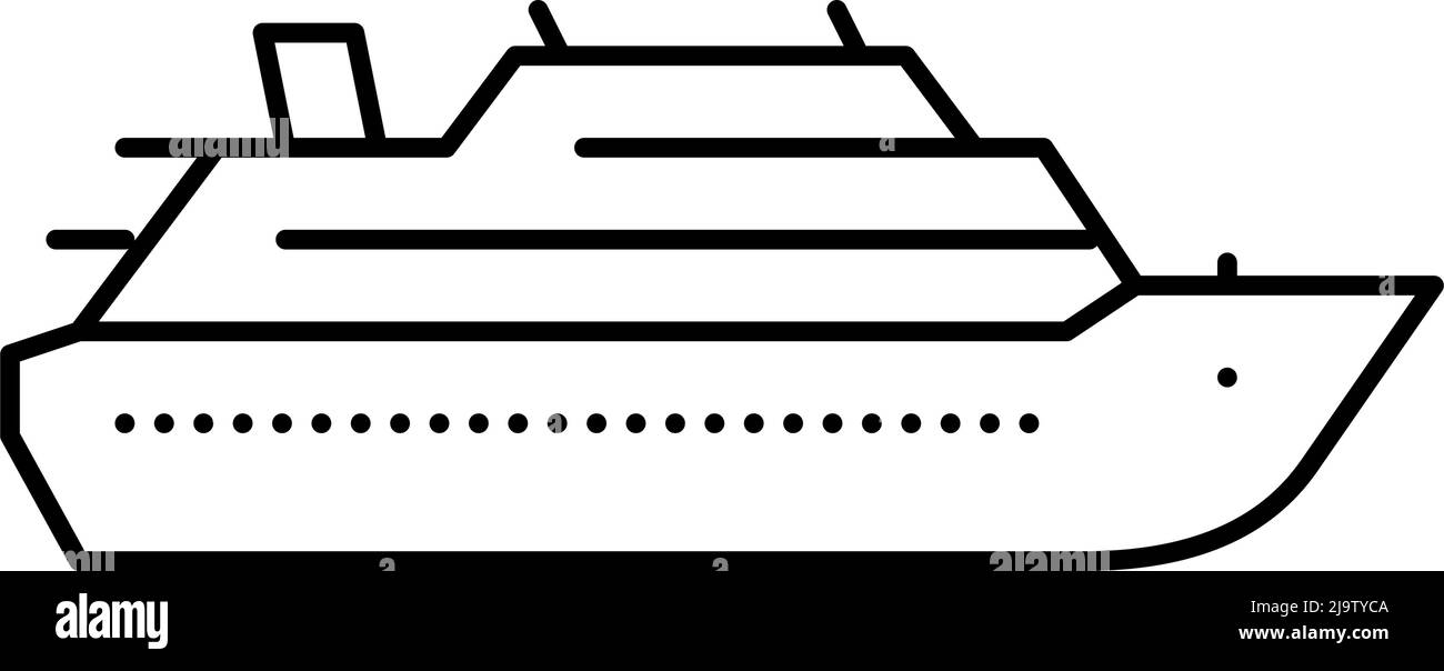 Vektorgrafik für Kreuzfahrtschiff-Liniensymbole Stock Vektor