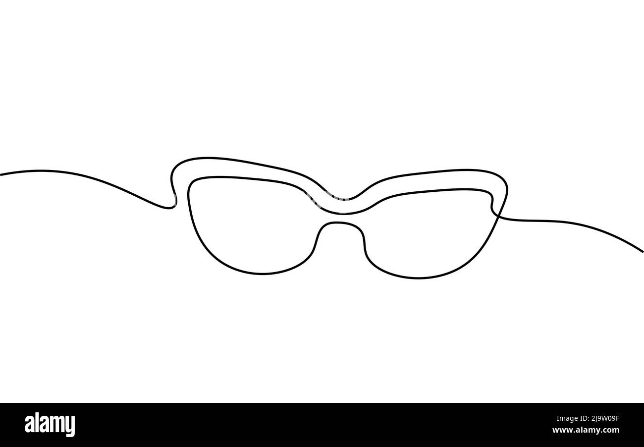 Eine durchgehende Sonnenbrille mit einer Linie Kunst. Seereise Urlaub Tropical Journey Konzept. Entwurf Skizze Umriss Zeichnung Vektor-Illustration Stock Vektor
