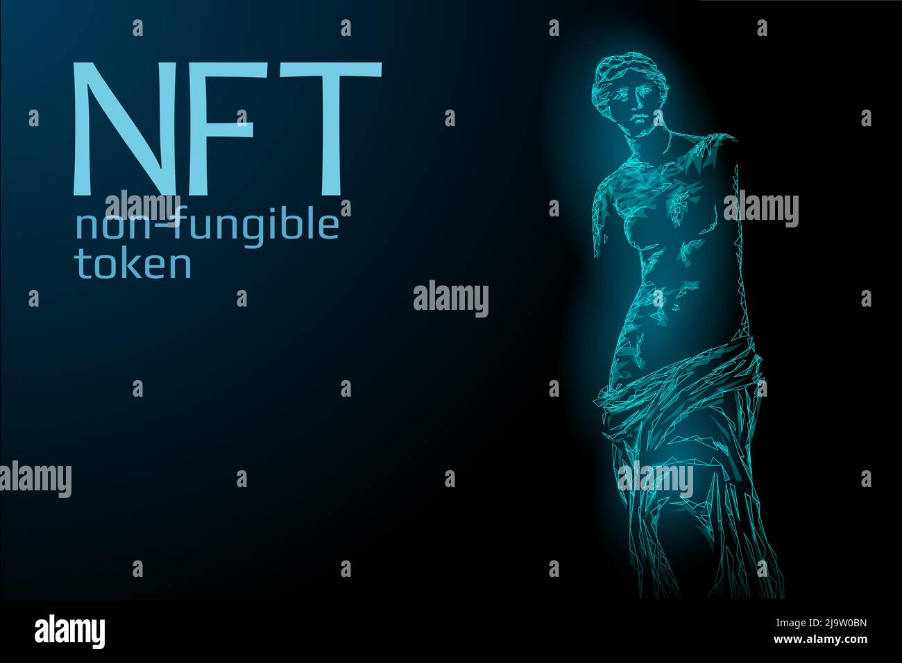 3D NFT nicht fungible eindeutige Kryptowährung. Blockchain Art Krypto-Sicherheitscode. Inhaber eines Zertifikats für gespeicherte digitale Fotoobjekte. Technologie Stock Vektor