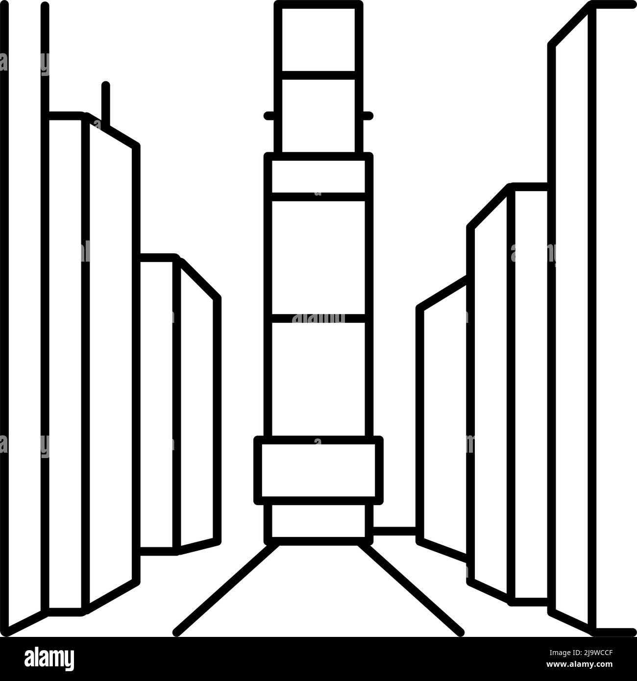 Vektorgrafik für Symbole der quadratischen Avenue-Linie Stock Vektor