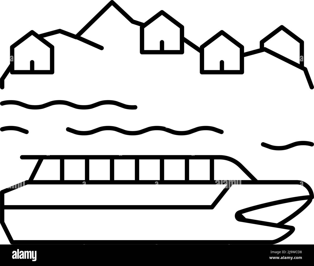 Vektorgrafik für Symbole auf der Flusskreuzfahrtschnur Stock Vektor