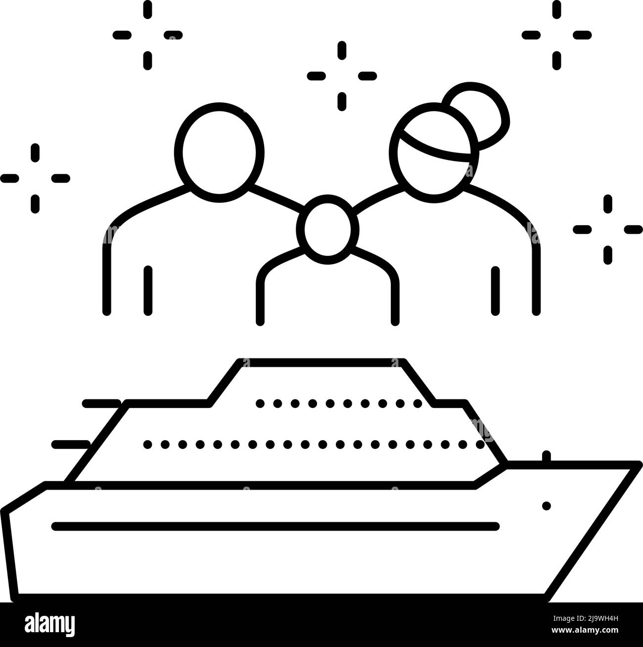 Vektorgrafik für Kreuzfahrtlinien-Symbole der Familie Stock Vektor