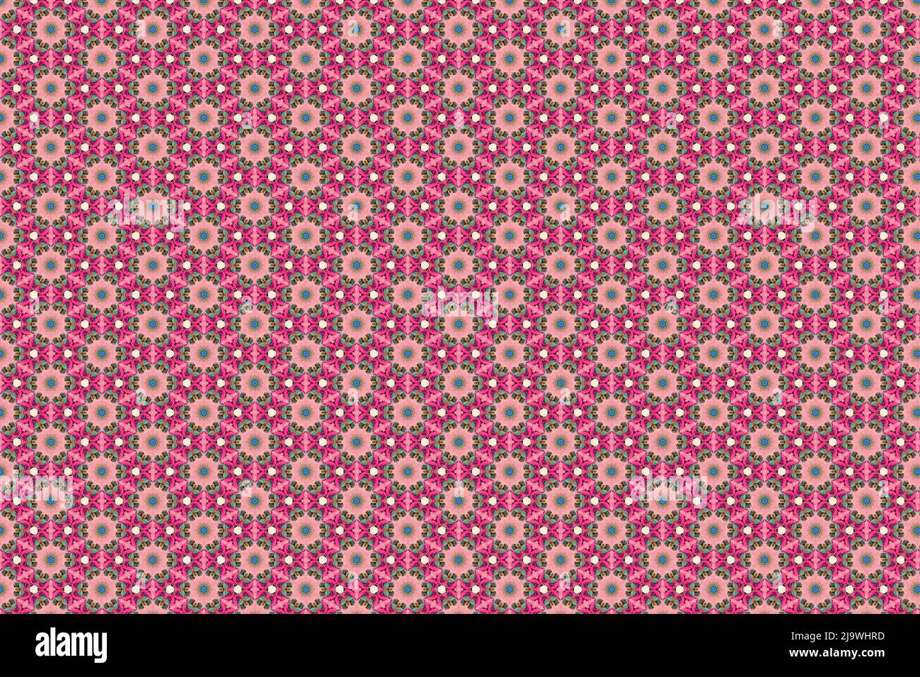 Farbenfrohe abstrakte Muster, die wie Blumen aussieht, erstellt aus einer Makrofotografie von Flüssigkeiten Blasen. Stockfoto