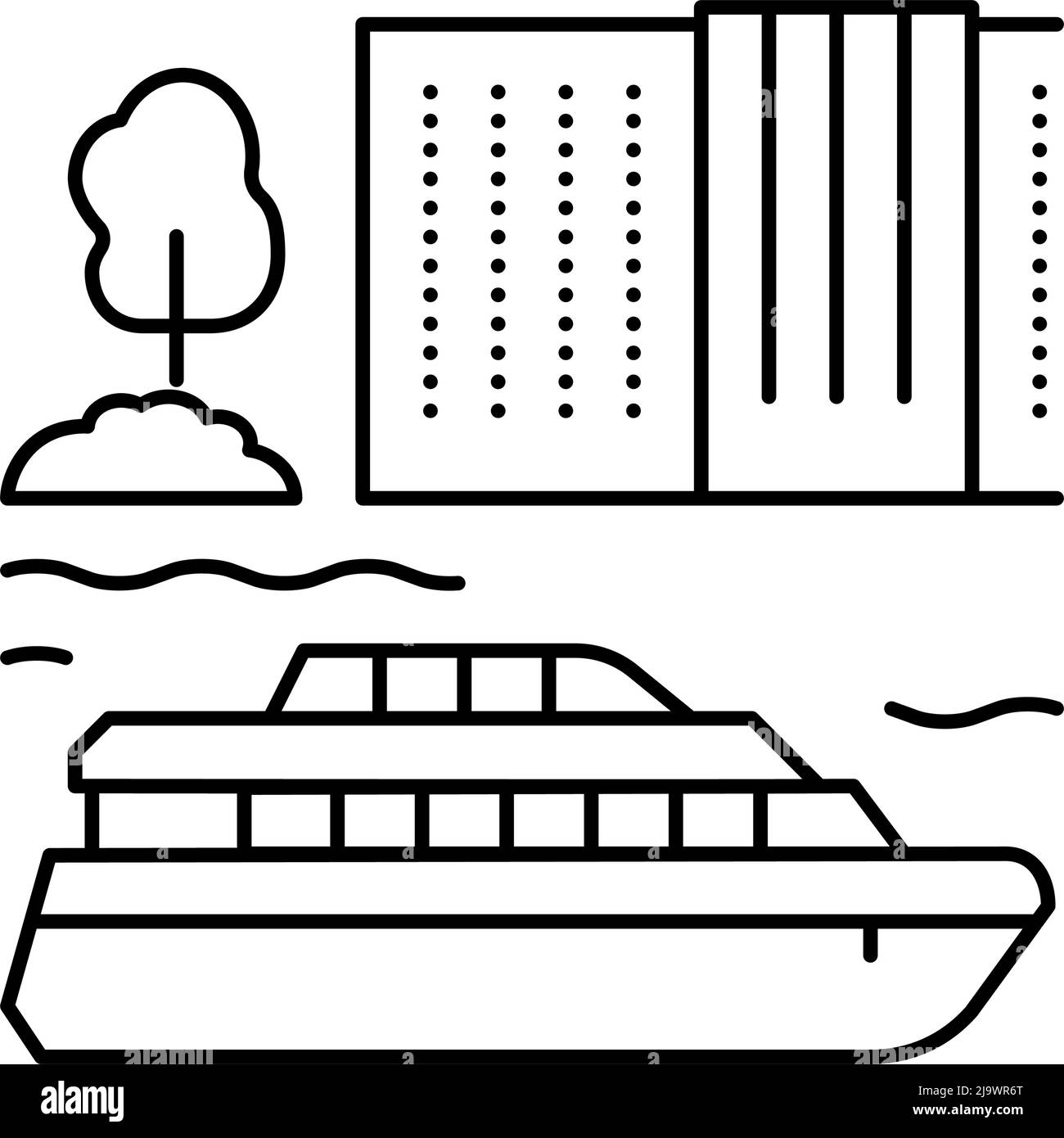 Abbildung des Symbols für die Linienführung des Passagierschiffs auf dem Kreuzfahrtschiff Stock Vektor