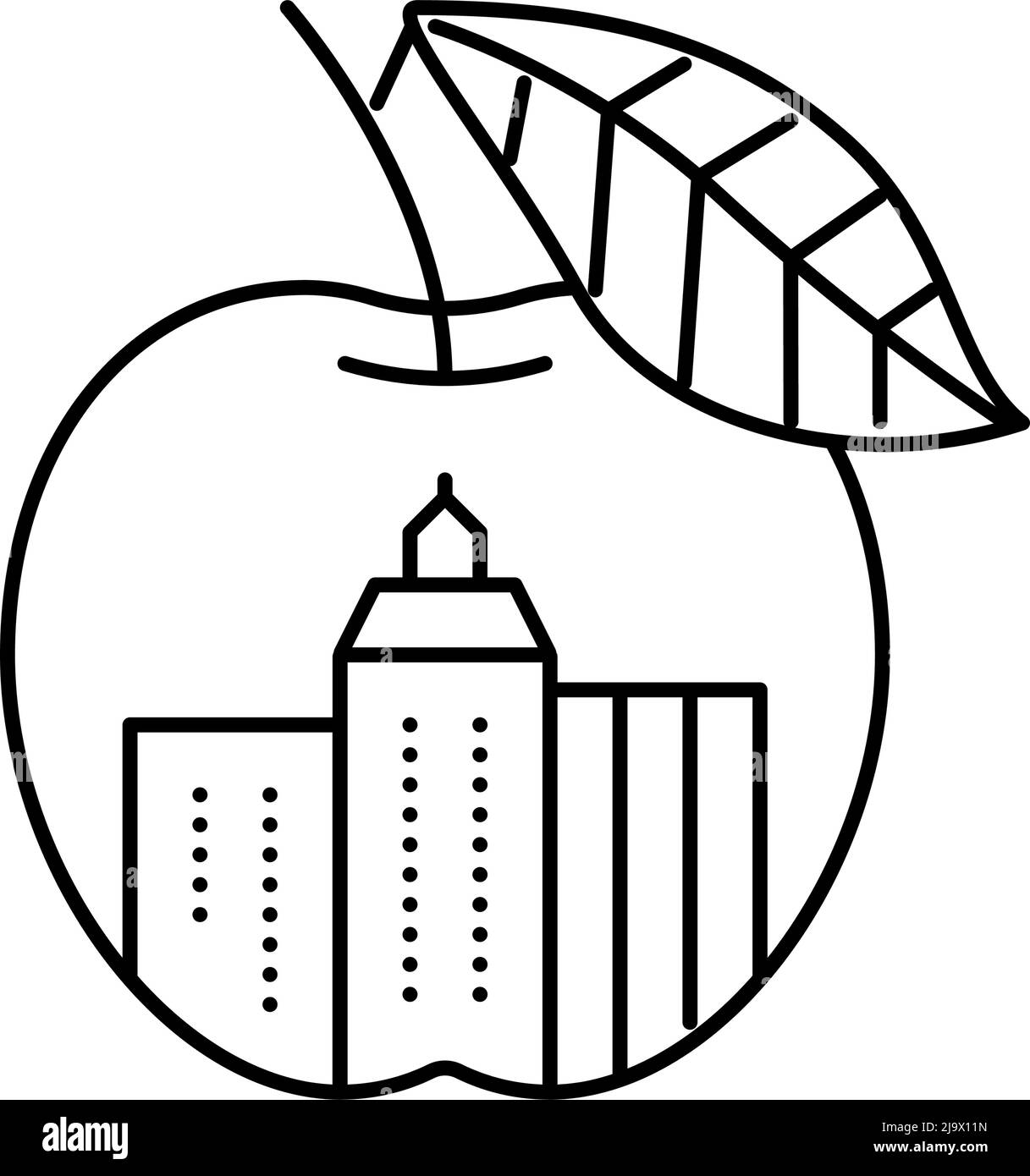 nyc große Apfellinie Symbol Vektor-Illustration Stock Vektor