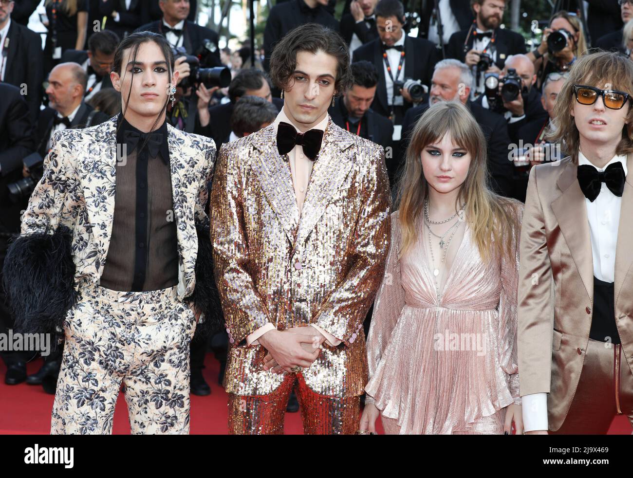 26. Mai 2022, Cannes, Cote d'Azur, Frankreich: MANESKIN nimmt an der Elvis-Vorführung während der jährlichen Filmfestspiele von Cannes 75. Teil (Bildquelle: © Mickael Chavet/ZUMA Press Wire) Stockfoto