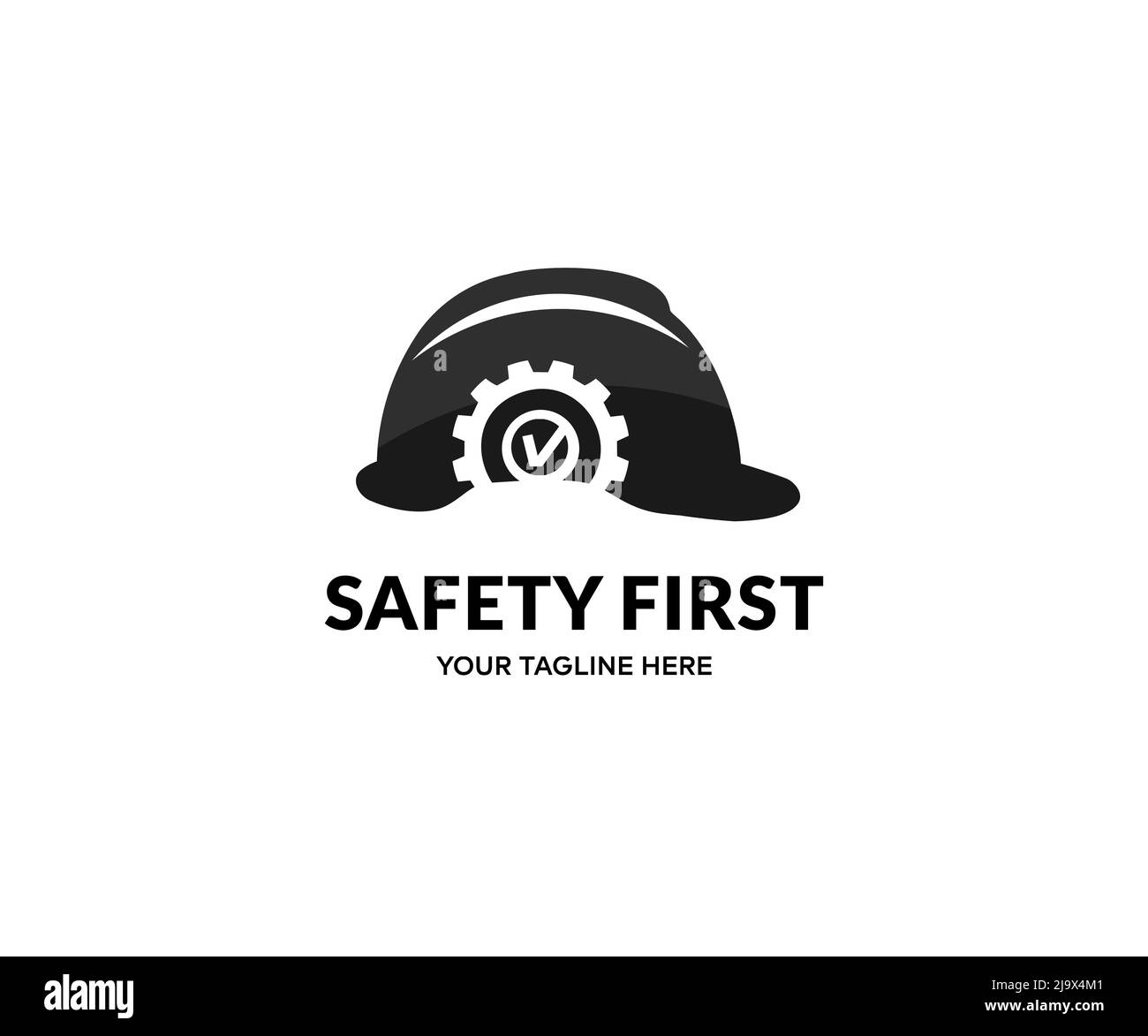 Arbeitssicherheit, Ingenieur-Helm, Sicherheitsausrüstung, Konstruktionskonzept Logo-Design. Helm für Arbeiter als Ingenieur oder Arbeiter Vektor-Design und illustrat Stock Vektor