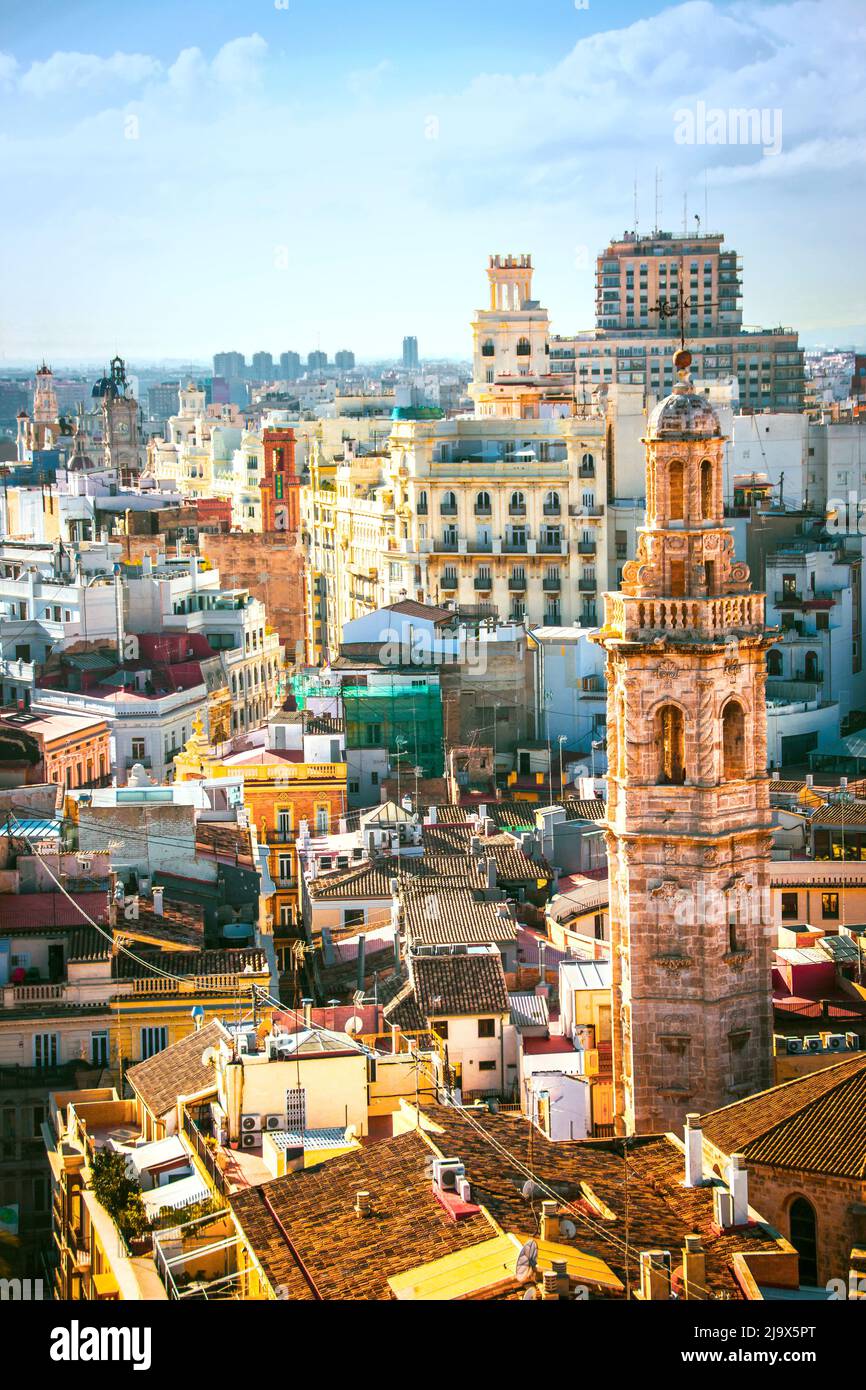 Wunderschöne spanische Stadt Valencia. Fotos vom historischen Zentrum. Stockfoto