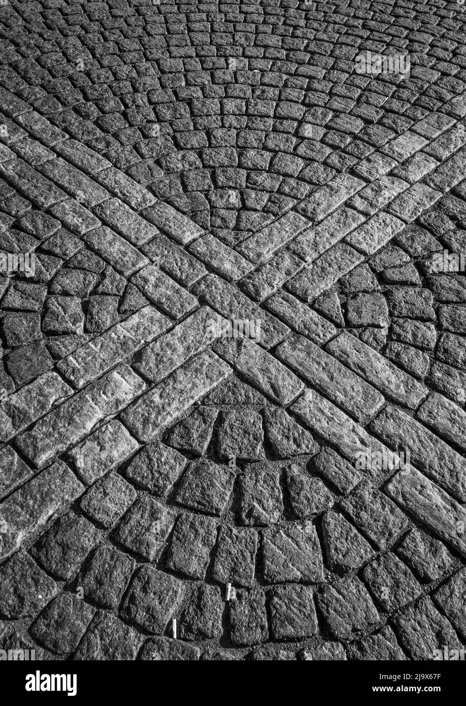 Zusammenfassung Hintergrund der alten Kopfsteinpflaster close-up. Stockfoto