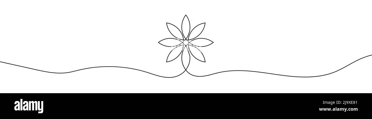 Kontinuierliche Linienzeichnung der Blume. Blume eine Linie Symbol. Hintergrund für einzeilige Zeichnung. Vektorgrafik. Symbol „Blume schwarz“ Stock Vektor